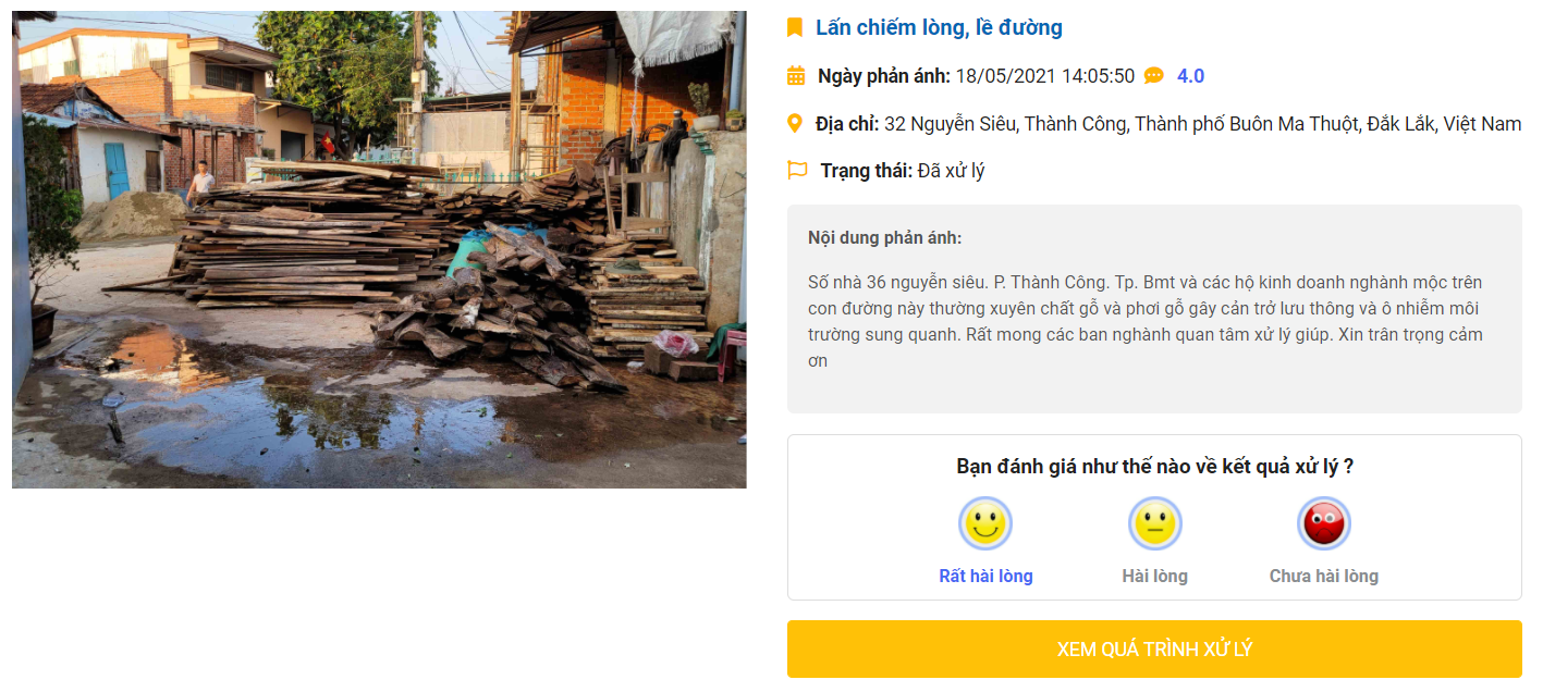 [DEV]UBND phường Thành Công - Tp Buôn Ma Thuột tiếp nhận và xử lý phản ánh của công dân trên Đắk Lắk trực tuyến